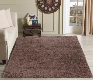 Serdim Rugs Plain Living Room Shaggy Area Rugs D.Beige 80x150 cm