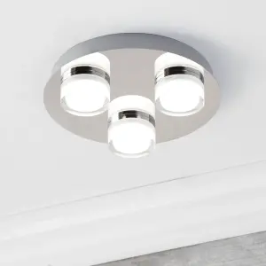 Litecraft Bolton Chrome 3 Light LED Bathroom Ceiling Spotlight Plate