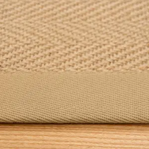 Natural Jute Beige Cotton Border Area Rug 160x230cm