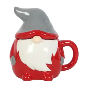 Something Different Gonk Lidded Christmas Mug Red/Grey (One Size)