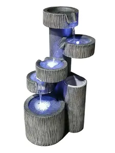 Aqua Creations Wyoming Stacked Bowls Mains Plugin Powered Water Feature with Protective Cover