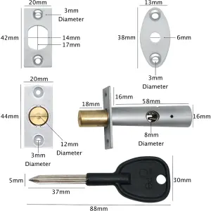 EAI - Rack Bolt - 61mm / 28mm Backset - Satin Chrome