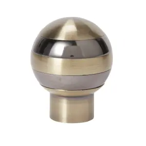 GoodHome Antiki Antique brass effect Metal Ball Curtain pole finial (Dia)28mm