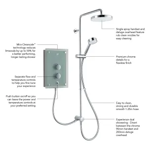 Mira Azora Dual Transparent Chrome effect Thermostatic Electric Shower, 9.8kW