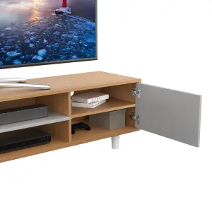 AVF Harbour Extra Wide 2m TV Stand Light Wood and Grey