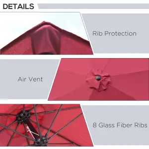 Outsunny 2.7M Patio Umbrella Outdoor Sunshade Canopy Tilt and Crank Wine Red