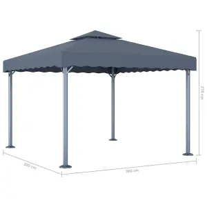 Berkfield Gazebo with LED String Lights 300x300 cm Anthracite Aluminium