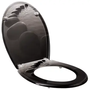 Toilet Seat - soft-close, durable hinges, easy to install, 45.5 x 38 x 5 cm - stone-optics