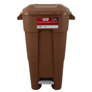 120 Litre Wheelie Bin with Foot Pedal - Brown Base & Brown Lid