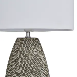 The Lighting Edit Cylinder Satin Stone Crackle effect Table lamp