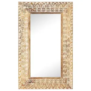 Berkfield Hand-Carved Mirror 80x50x2.6 cm Solid Mango Wood