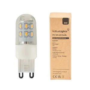 ValueLights Pack of 3 3w High Power Energy Saving G9 LED Light Bulbs - 300 Lumens 6500K Cool White