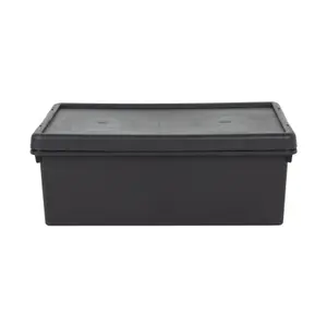 3 x Wham Bam 36L Stackable Recycled Plastic Storage Box & Lid Black