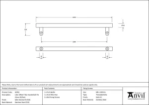 From The Anvil Satin Marine SS (316) 1.8m Offset T Bar Handle Bolt Fix 32mm Dia.