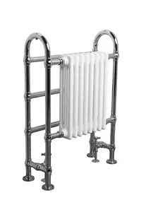 Rinse Traditional Victorian 904x674mm Heated Towel Rail Bathroom Radiator Chrome & White