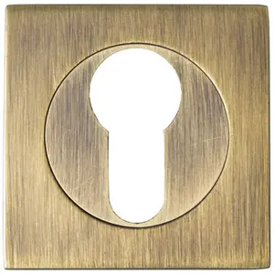 Square Euro Profile Escutcheon 52 x 52mm Concealed Fix Antique Brass