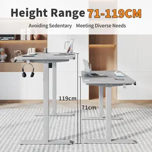 Hieronymus Electric Height Adjustable T-Shape Standing Desk Grey / Grey / 122 x 120 x 60 cm