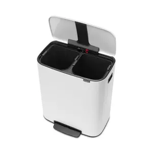 Brabantia Bo 30 Litre + 30 Litre Pedal Bin with Two Inner Buckets White