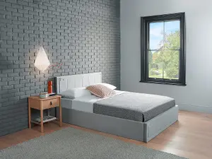 Upholstered Grey Velvet Single Ottoman Lift Up Storage Bed Frame