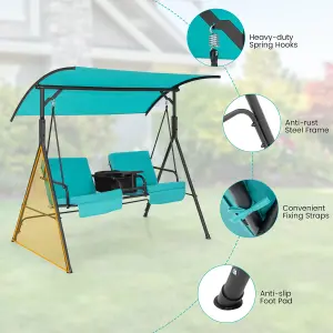 Costway 2 Person Porch Swing W/ Canopy Outdoor Canopy Swing Chair Loveseat