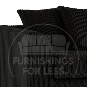 Luxor Long Fabric Jumbo Cord 4 Seater Sofa - Scatter Back Black