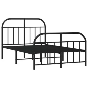 Berkfield Metal Bed Frame with Headboard and Footboard Black 120x200 cm