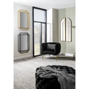 Iron Rectangle Wall Mirror Black