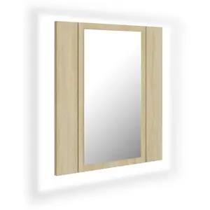 Berkfield LED Bathroom Mirror Cabinet Sonoma Oak 40x12x45 cm