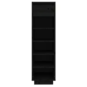 Berkfield Shoe Cabinet Black 34x30x105 cm Solid Wood Pine