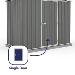 Absco 7.5ft x 5ft Metal Garden Storage Shed Apex Grey Outdoor Building Single Door