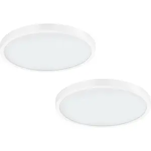 2 PACK Wall / Ceiling Light White 400mm Round Surface Mounted 25W LED 4000K