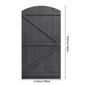 Outdoor Grey Arch Top Garden Wooden Gate Fence Door 105cm W