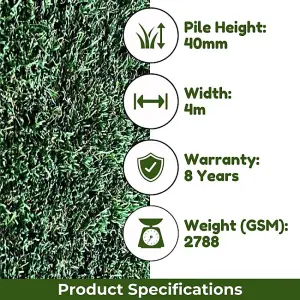 Landscape 40mm Outdoor Artificial Grass, Pet-Friendly Outdoor Artificial Grass, Non-Slip Fake Grass-4m(13'1") X 4m(13'1")-16m²