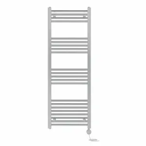 Right Radiators Prefilled Thermostatic Electric Heated Towel Rail Straight Ladder Warmer Rads - Chrome 1400x500 mm