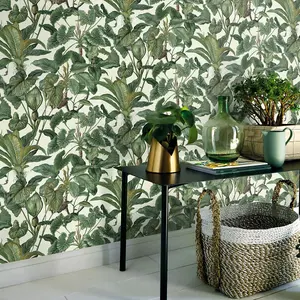 Paradisio Tropical Leaves Wallpaper White Erismann 6303-07