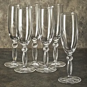 Queensway Home & Dining 175ml 6Pcs Champagne Drinking Flutes Stemmed Cocktail Glasses Dinner Party