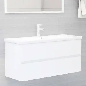 Berkfield Sink Cabinet with Built-in Basin White Engineered Wood