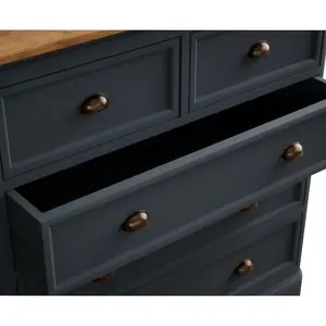 Ashton Oak and Blue Painted 2 Over 3 Chest of drawers