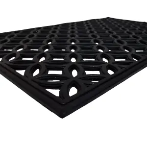 GoodHome Maurice Black Geometric Scraper mat, 60cm x 90cm