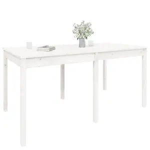 Berkfield Garden Table White 159.5x82.5x76 cm Solid Wood Pine