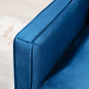 HOMCOM Convertible Sofa Futon Velvet-Touch Tufted Couch Sofa Bed Blue