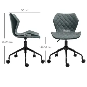 HOMCOM Home Office Swivel Desk Chair Nylon Wheels Adjustable Height Linen Grey