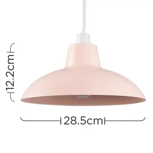 ValueLights Civic Metro Pink Ceiling Pendant Shade and B22 GLS LED 10W Warm White 3000K Bulb