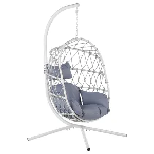 Hanging Chair with Stand ADRIA Fabric White