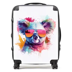 Colourful Splashart Koala In Glasses Suitcase - Large