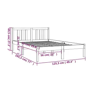 Berkfield Bed Frame Black Solid Wood 120x190 cm Small Double