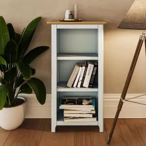 3 Tier Solid Oak Bookcase Cream Linen