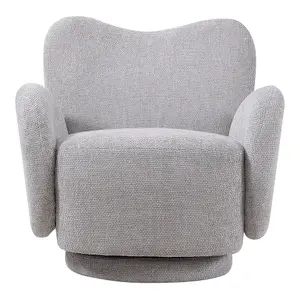 Grey Chenille Upholstered Swivel Accent Sofa Chair Armchair