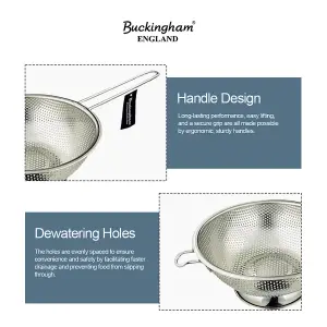 Buckingham Stainless Steel Micro-perforated Deep Colander/ Strainer 19.5 cm Long Handle