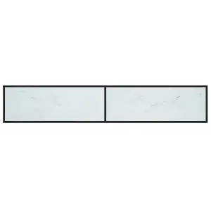 Berkfield TV Cabinet White Marble 220x40x40.5 cm Tempered Glass